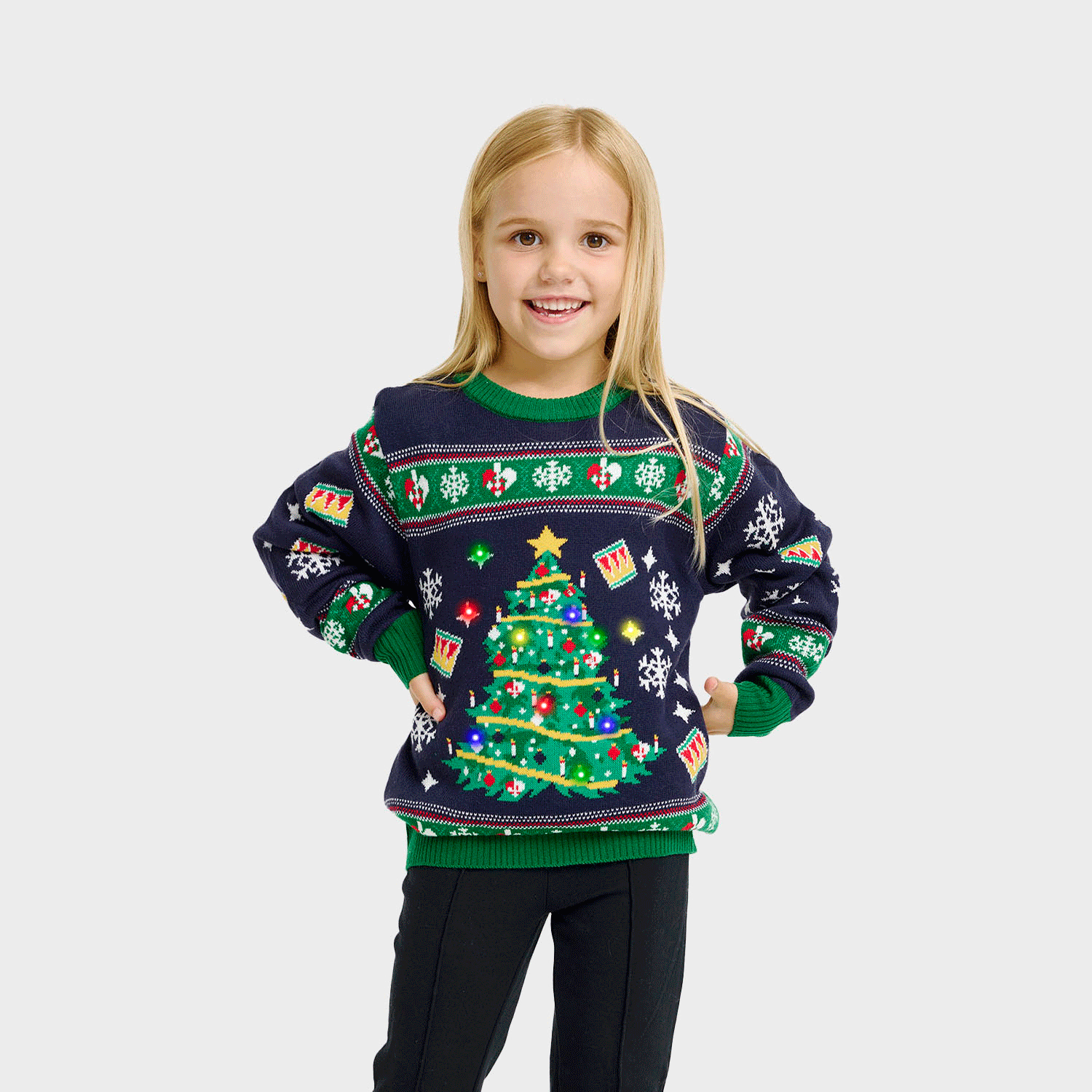 Christmas tree navy christmas sweater - child.